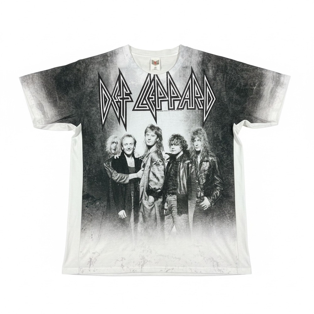 Logo Vision Def Leppard T-Shirt Mens 2X White Sublimated Print Band Tee 2016